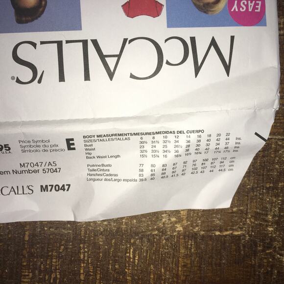 McCalls Sewing Pattern M7047 Evening Prom Dress Peplum Back Neckline 6-14 UNCUT - Picture 3 of 3